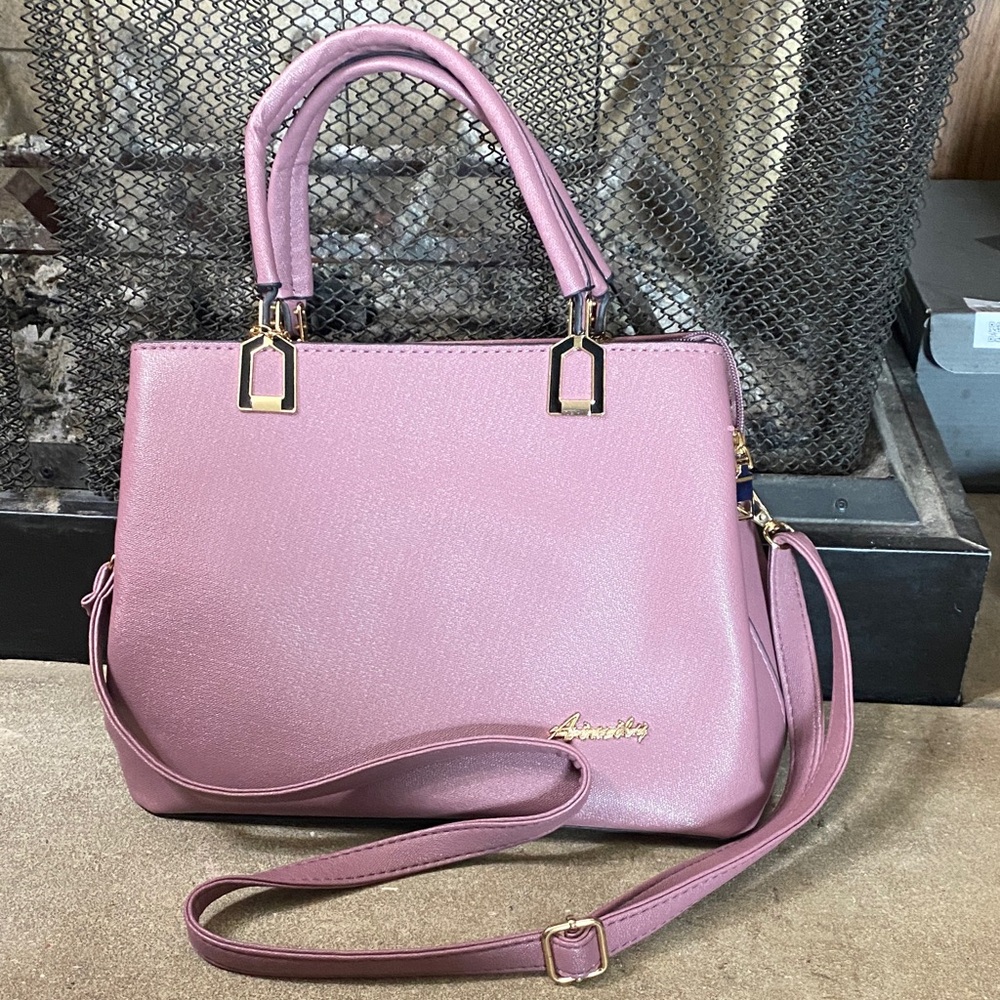 Aimiliy Pebbled Vegan NEW Satchel with Gold Accents 2 handles